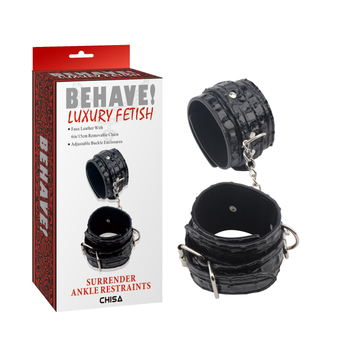 Поножі Chisa Behave! Luxury Fetish з металевою фурнітурою, чорні