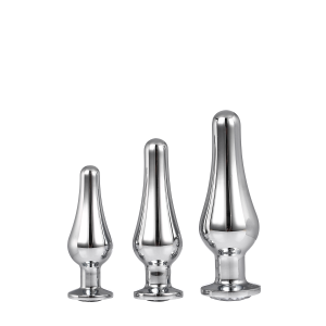 DT21874 набір анальних пробок конічної форми Dream Toys GLEAMING LOVE PLEASURE SET SILVER