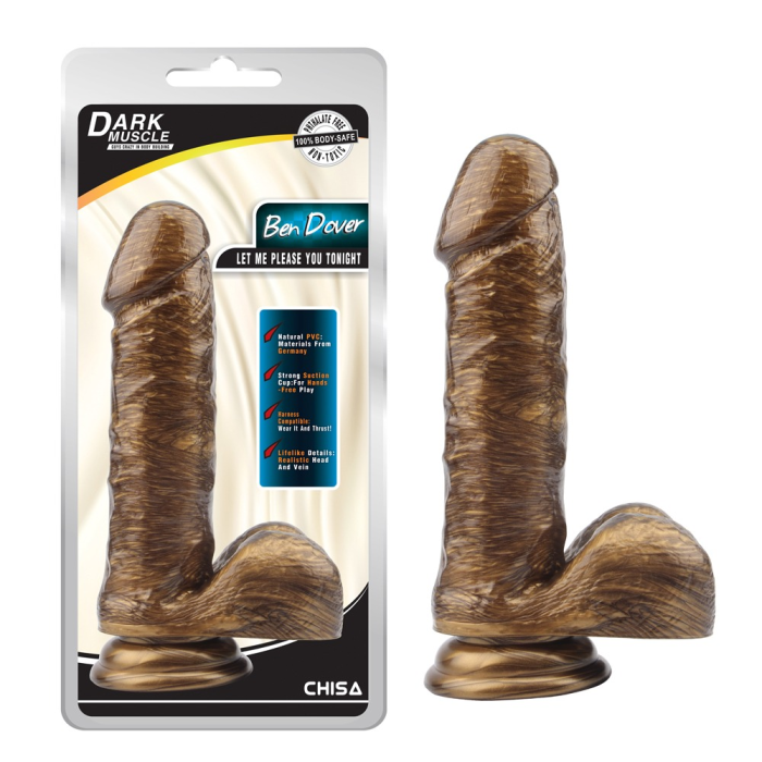 Фалоімітатор реалістичний Chisa Dark Muscle з яєчками на присосці, золотий