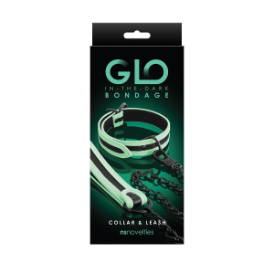 Нашийник з повідцем NS Novelties GLO Bondage Collar And Leash Green світяться в темряві
