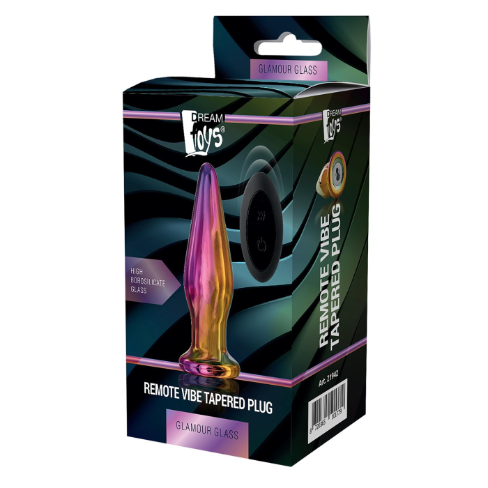 Анальна пробка з вібрацією скляна конусна Dream Toys GLAMOUR GLASS
