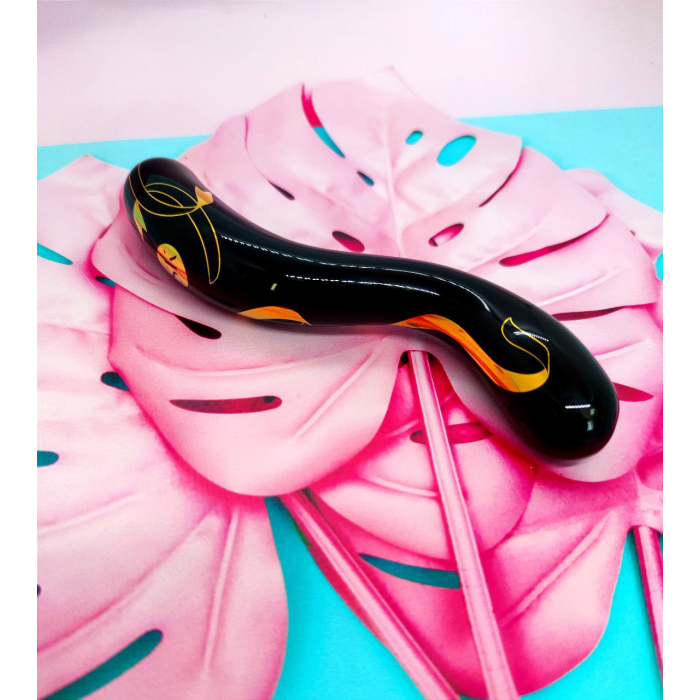 Скляний фалоімітатор двосторонній Secret Kisses Handblown, чорний