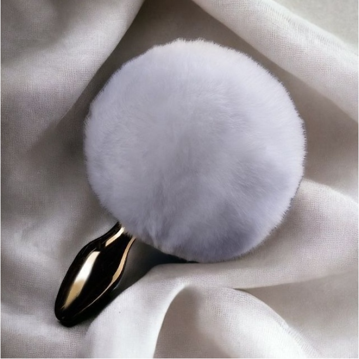 Анальна пробка у вигляді хвоста кролика Upko Rabbit Fur Bunny Tail Small Butt Plug з кролячого хутра