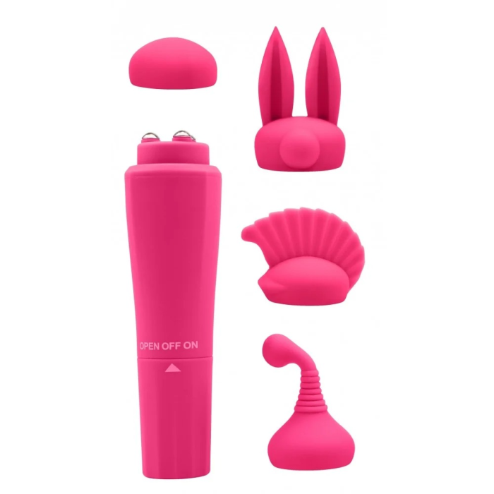 Вібратор для клітора з насадками Chisa Sweet Breeze, рожевий, 10 х 2.6 см