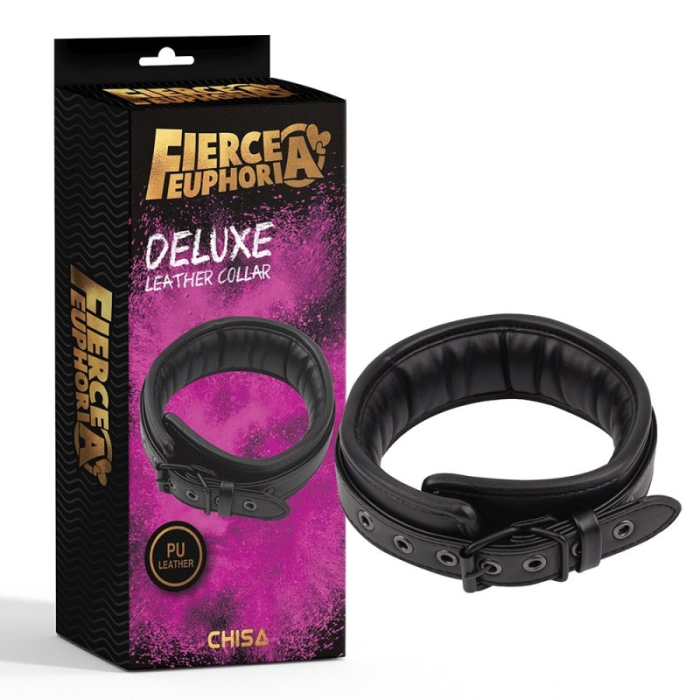 Нашийник CHISA Fierce Euphoria DELUXE зі штучної шкіри, чорний