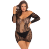 Сукня Rene Rofe Lingerie мереживна, з довгими рукавами та відкритими плечима, чорний, XL/2XL