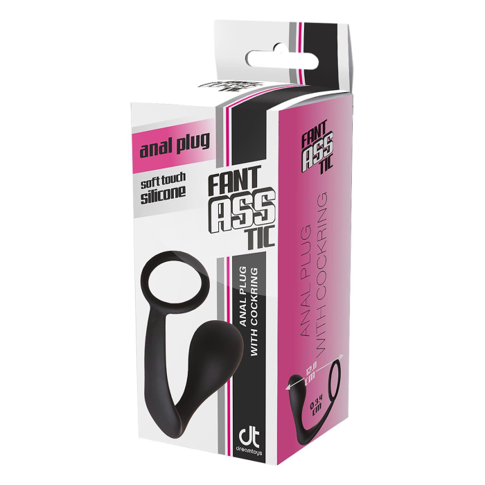 Анальна пробка з еррекційним кільцем FANTASSTIC ANAL PLUG WITH COCKRING BLACK