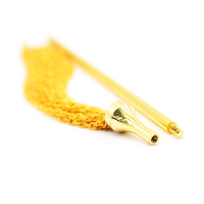 Флогер з пензликом на ланцюжку DS Fetish Golden Metal 23 см 