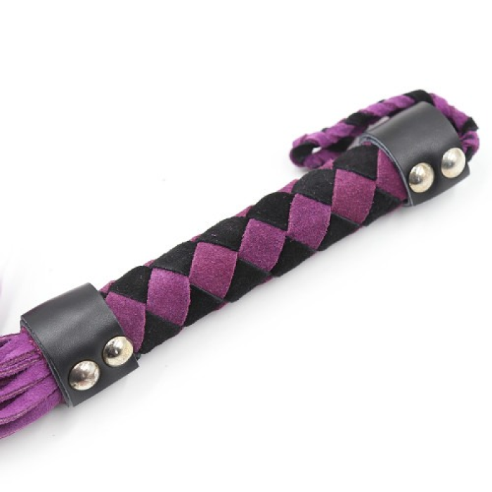 Флогер шкіра leather DS Fetish flogger Purple Black 38 cm