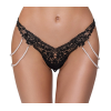 Стринги Cottelli Collection з перлинними ланцюжками з боків, чорні, S/M
