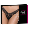 Стринги Cottelli Collection з перлинними ланцюжками з боків, чорні, S/M