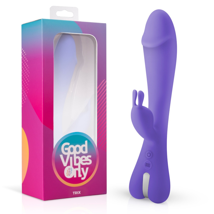 Вібратор-кролик Trix Good Vibes Only, силіконовий, фіолетовий, 22.5 см х 4 см