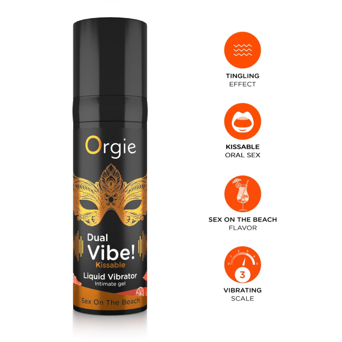 Рідкий вібратор зі смаком коктейлю СЕКС НА ПЛЯЖІ Orgie DUAL VIBE!, 15 мл