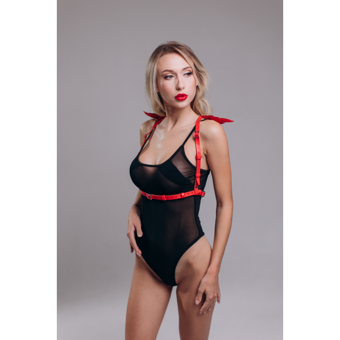 Портупея з крилами Candy Hero "модель black Angel 5", екокожа RED