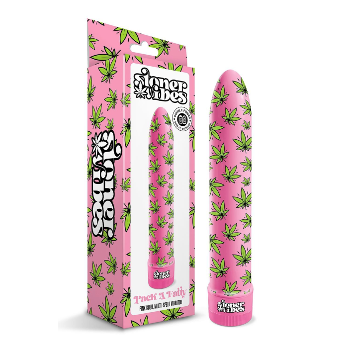 Вібратор нереалістичний із принтом Stoner Vibes Global Novelties, рожевий, 20.3 х 3.8 см