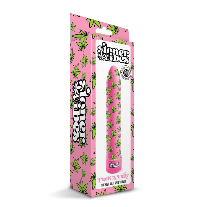 Вібратор нереалістичний із принтом Stoner Vibes Global Novelties, рожевий, 20.3 х 3.8 см