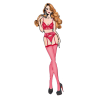 Бюстьє з мереживом та сіткою Bombshell Boudoir Peek A Boo Wire пояс для панчох та стрінги, червоний, S/М
