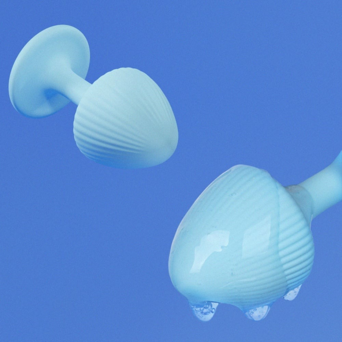 Набір анальних пробок з рельєфом UPKO The Mushroom силіконові, блакитні, 3 шт.