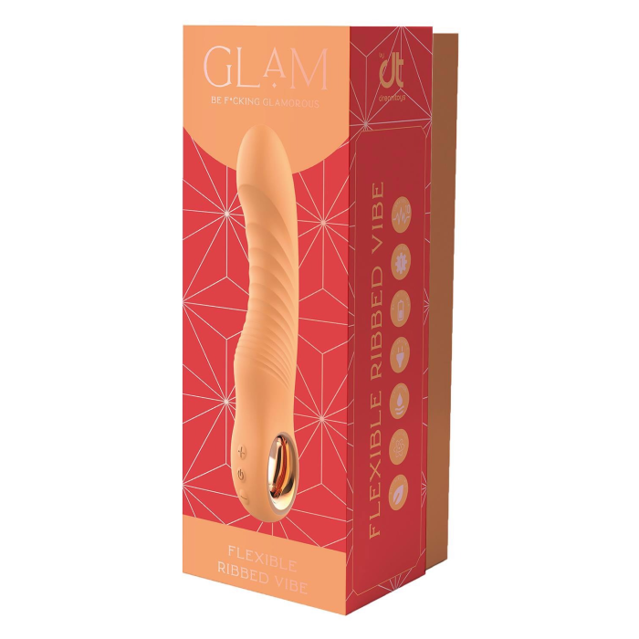 Вібратор ребристий Dream Toys Glam Flexible Ribbed Vibe, помаранчевий