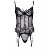 Корсет напівпрозорий Daring Intimates, зі стрінгами, чорний, S/M