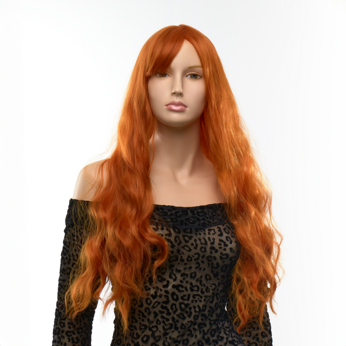 Перука довга хвиляста з чубчиком Fetish Hair руда, 60 см