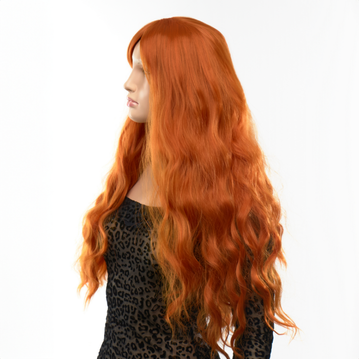 Перука довга хвиляста з чубчиком Fetish Hair руда, 60 см