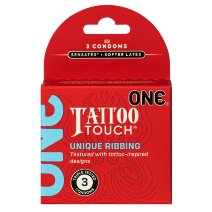 Набір презервативів з рельєфом у вигляді татуювання ONE Tattoo Touch (ціна за упаковку, 3 шт)