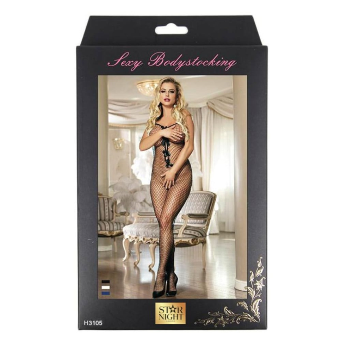 Комбінезон у велику сітку Star Night Fishnet Bowknot Bodystocking синій, XS-M