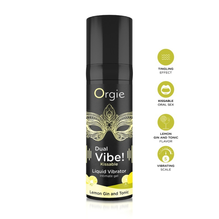 Рідкий вібратор Orgie DUAL VIBE! коктейль Джин-тонік лимон, 15 мл