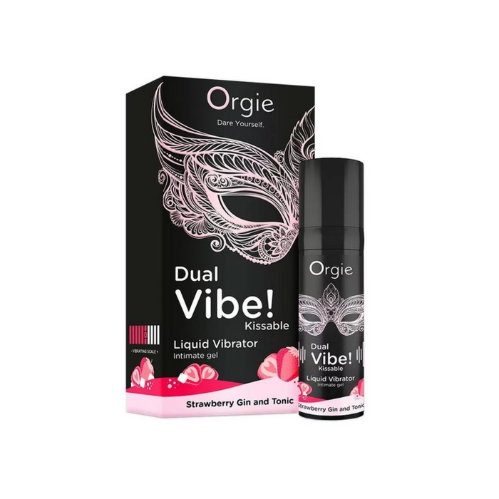 Рідкий вібратор Orgie DUAL VIBE! коктейль Джин-тонік полуниця, 15 мл