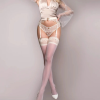 Панчохи білі Ballerina's Secret IVORY 20 den з мереживним верхом на силіконовій стрічці, S/M