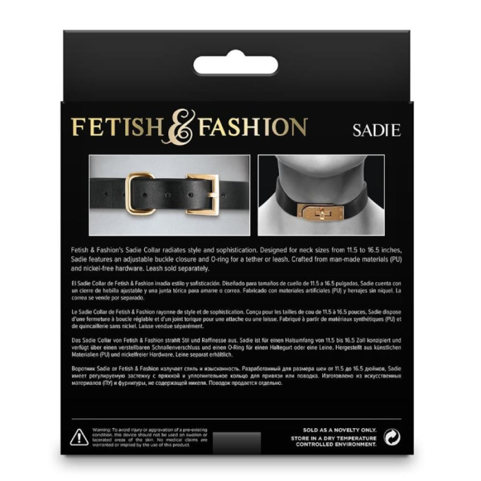 Нашийник із золотистою фурнітурою NS Novelties Fetish & Fashion, чорний