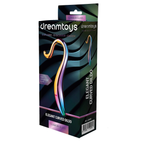 Вигнутий скляний фалоімітатор Dream Toys Glamour Glass, різнокольоровий