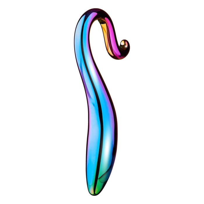 Вигнутий скляний фалоімітатор Dream Toys Glamour Glass, різнокольоровий
