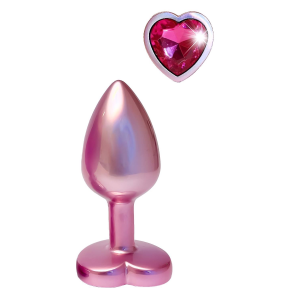 Анальна пробка рожева Dream Toys Gleaming Love з декоративним каменем у вигляді серця, S