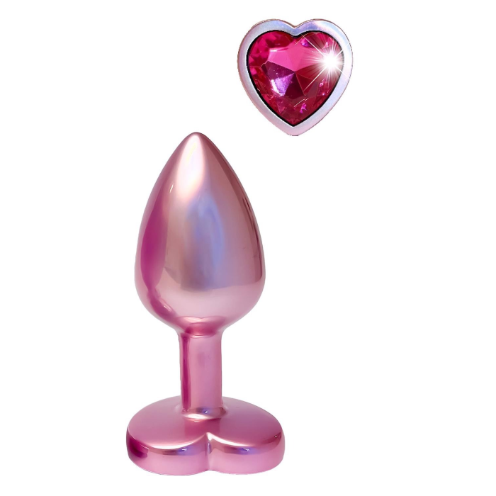 Анальна пробка рожева Dream Toys Gleaming Love з декоративним каменем у вигляді серця, S