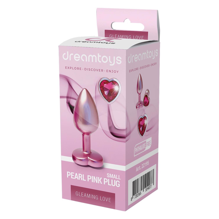 Анальна пробка рожева Dream Toys Gleaming Love з декоративним каменем у вигляді серця, S