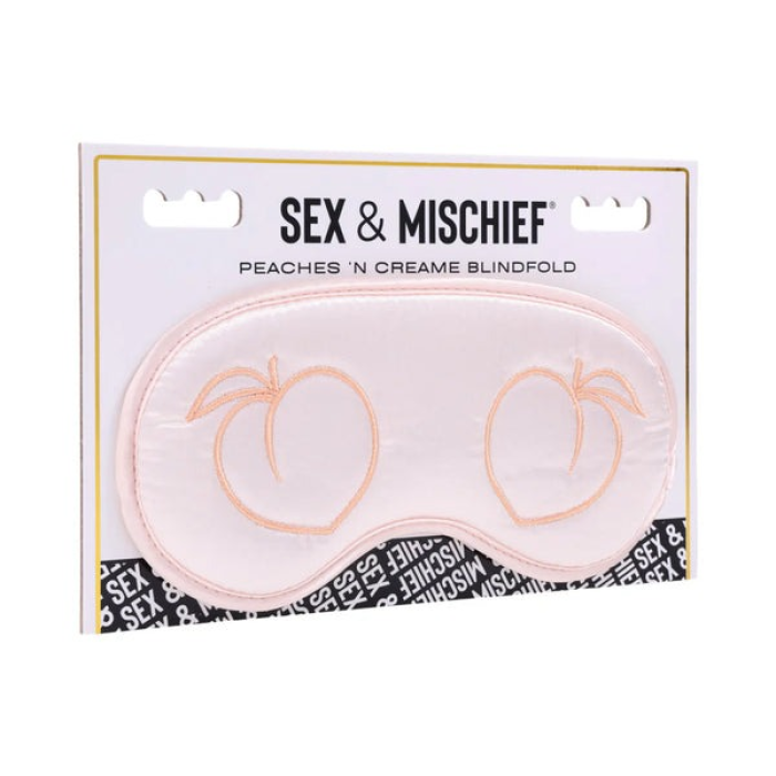 Пов'язка на очі кремова Sex & Mischief з вишивкою у вигляді персиків