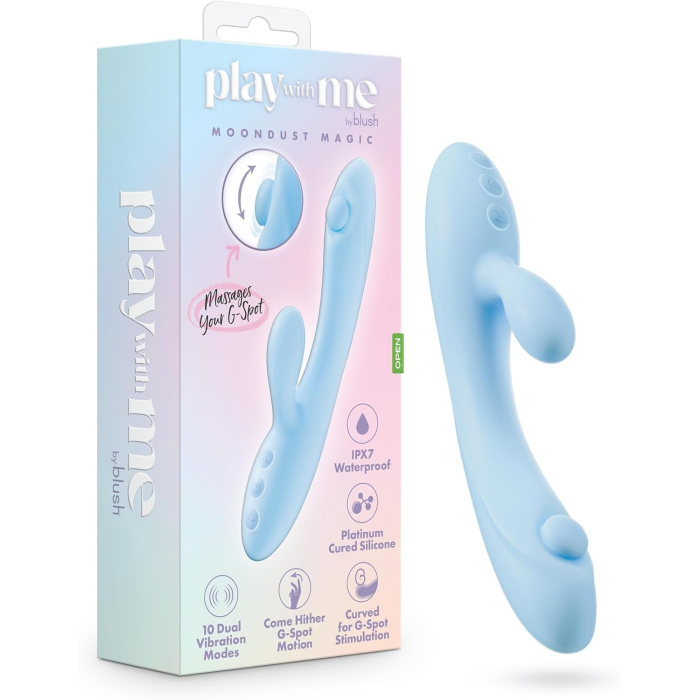 Вібратор-кролик Blush Play with Me для точки G та клітора, блакитний