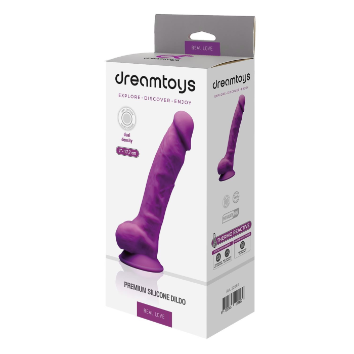 Фалоімітатор реалістичний Dream Toys Real Love на присосці з мошонкою, фіолетовий