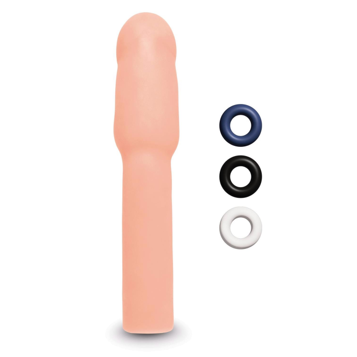 Насадка на пеніс Size-Up Penis Extender з 3 ерекційними кільцями в наборі, бежева
