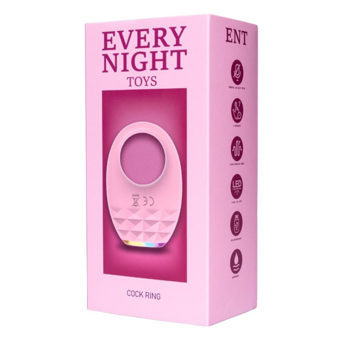 Вібраційне ерекційне кільце Every Night Toys з підсвічуванням, біле