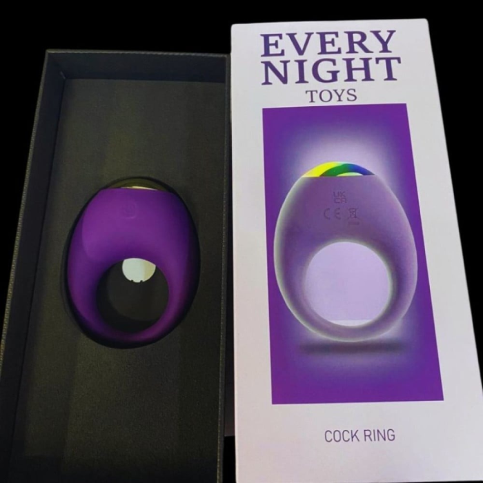 Вібраційне ерекційне кільце Every Night Toys зі світлодіодом та 7 режимами вібрації, фіолетовий