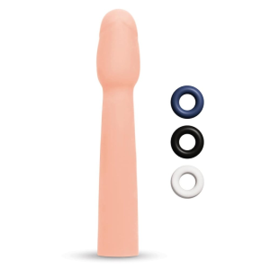 Насадка на пеніс Size-Up Penis Entender з 3 ерекційними кільцями в наборі, бежева