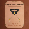 Нашийник чорний зі шкіри UPKO Mystic Bond Collection із затискачами для сосків