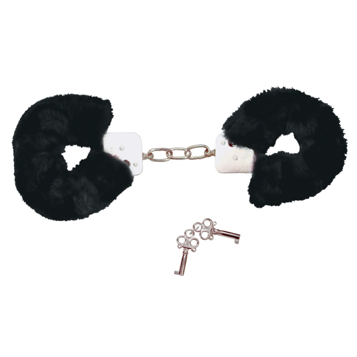 Наручники із чорним хутром Bad Kitty Handcuffs, метал