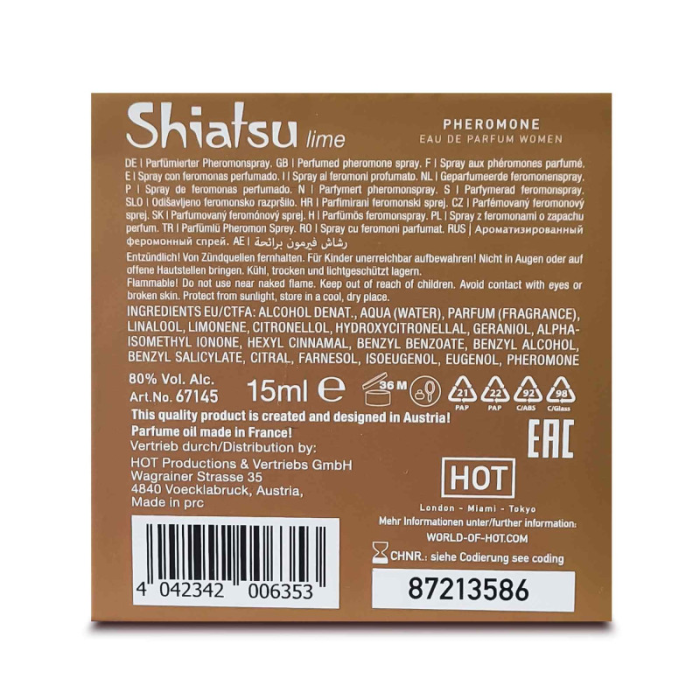 Духи з феромонами жіночі SHIATSU Pheromone Fragrance women lime, 15 мл