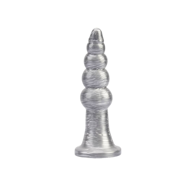 Анальна пробка рельєфна Chisa Dark Muscle 16.5 х 4.2 см Silver, розмір L