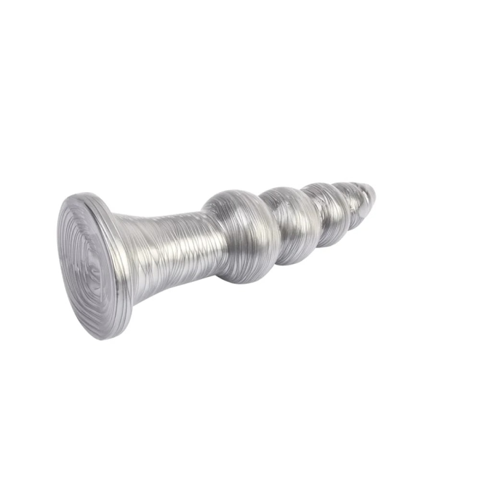 Анальна пробка рельєфна Chisa Dark Muscle 16.5 х 4.2 см Silver, розмір L