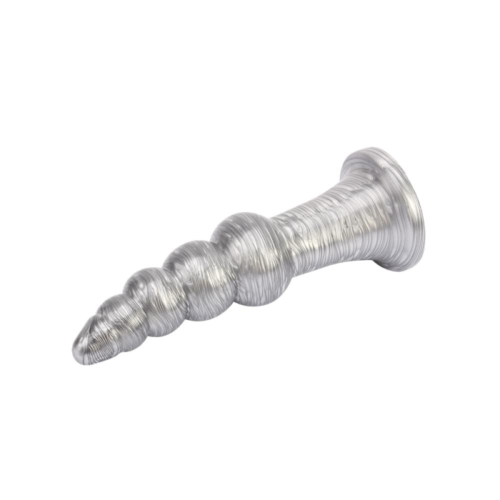 Анальна пробка рельєфна Chisa Dark Muscle 16.5 х 4.2 см Silver, розмір L